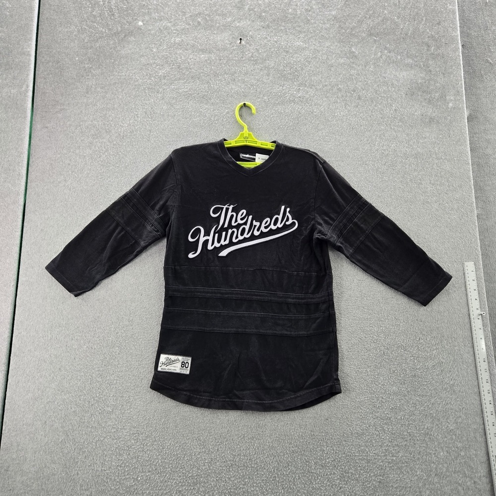 The Hundreds Men Shirt SMALL Black Embroidery Long Sleeve Logo Jersey‎